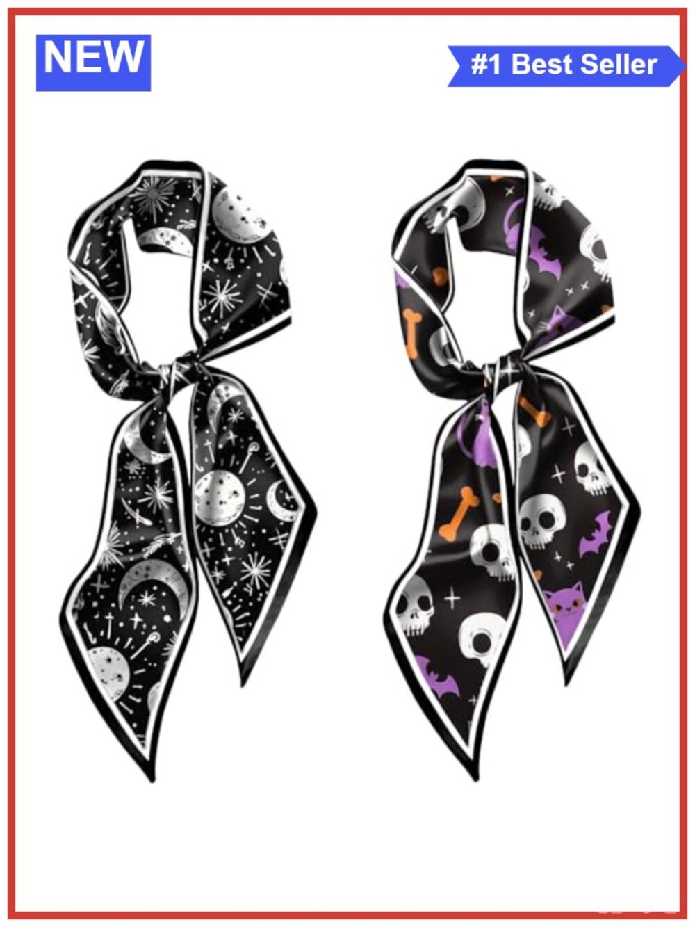 2PC Satin Silk Feel Long Neck Hair Scarf Set